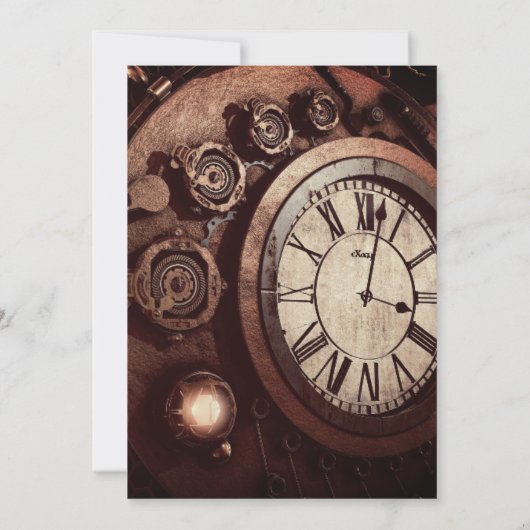 Rustikaler Steampunk Vintager Geburtstag Einladung (Rückseite)