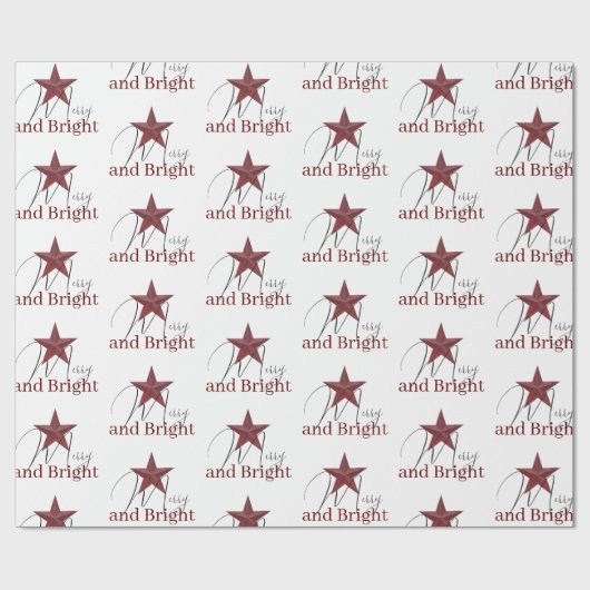 Rustikaler Stern Merry & Bright Geschenkpapier (Flach)
