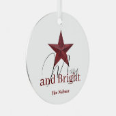 Rustikaler Stern Merry & Bright personalisiert Ornament Aus Metall (Vorderseite Rechts)