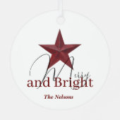 Rustikaler Stern Merry & Bright personalisiert Ornament Aus Metall (Rückseite)