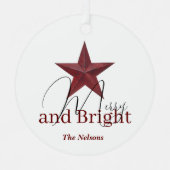 Rustikaler Stern Merry & Bright personalisiert Ornament Aus Metall (Vorderseite)