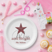 Rustikaler Stern Merry & Bright personalisiert Pappteller (Party)