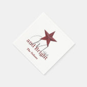 Rustikaler Stern Merry & Bright personalisiert Serviette (Ecke)