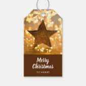 Rustikaler Stern und Weihnachtslicht Geschenkanhänger (Vorderseite)