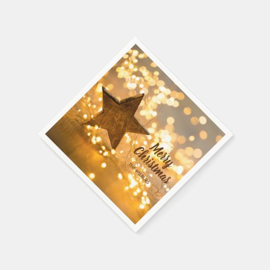 Rustikaler Stern und Weihnachtslicht Serviette (Ecke)