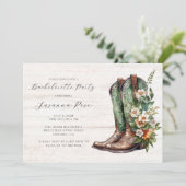 Rustikaler Stiefel Junggeselinnen-Abschied Einladung (Stehend Vorderseite)