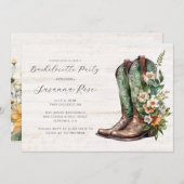Rustikaler Stiefel Junggeselinnen-Abschied Einladung (Vorne/Hinten)
