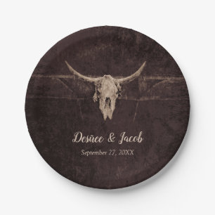 Rustikaler Stier-Schädel-Hochzeit-Country-Western- Pappteller
