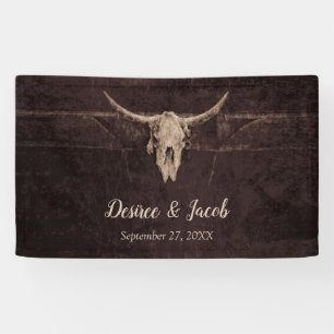 Rustikaler Stier-Schädel-Hochzeits-Country-Western Banner