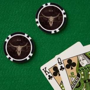 Rustikaler Stier-Schädel Western-Land Braun Beige Pokerchips