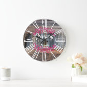 Rustikaler Stil, Holzlook, Familiengeschenk, Shake Große Wanduhr (Zuhause)