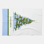Rustikaler stilvoller bunter Weihnachtsbaum-Feiert Geschirrtuch (Horizontal)