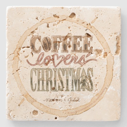 Rustikaler Stone Coffee Lovers Weihnachtsfest Unte Steinuntersetzer (Vorderseite)