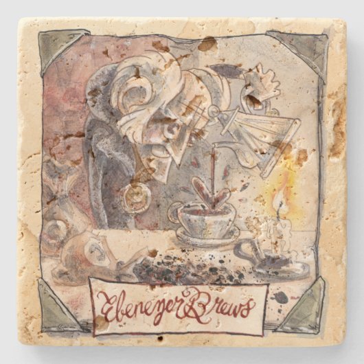 Rustikaler Stone Ebenezer Brew Untersetzer (Vorderseite)