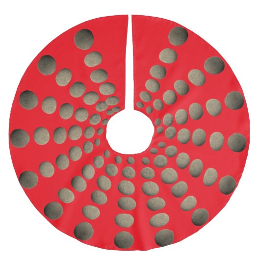 Rustikaler Stone Mandala auf Rot Polyester Weihnachtsbaumdecke (Vorderseite)