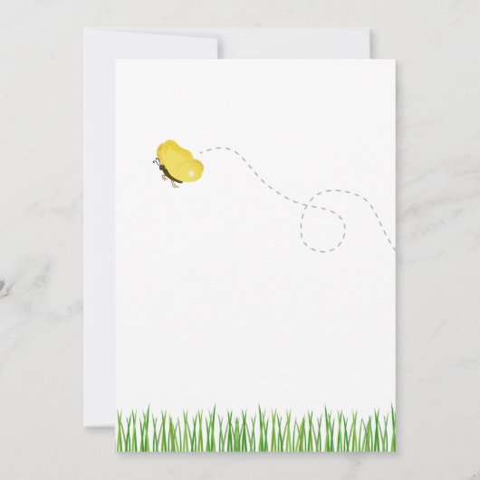 Rustikaler Storch mit Baby-Dusche für Bienen & But Einladung (Rückseite)