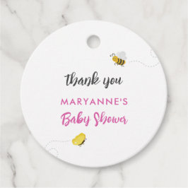 Rustikaler Storch mit Baby-Dusche für Bienen & But Geschenkanhänger