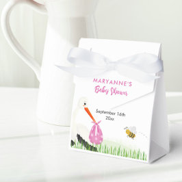 Rustikaler Storch mit Baby-Dusche für Bienen & But Geschenkschachtel