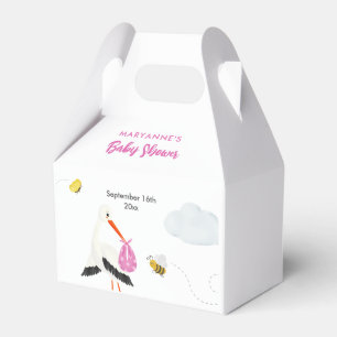 Rustikaler Storch mit Baby-Dusche für Bienen & But Geschenkschachtel