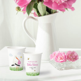 Rustikaler Storch mit Baby-Dusche für Bienen & But Pappbecher