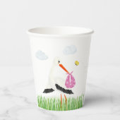 Rustikaler Storch mit Baby-Dusche für Bienen & But Pappbecher (Rückseite)