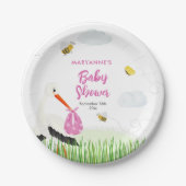 Rustikaler Storch mit Baby-Dusche für Bienen & But Pappteller (Vorderseite)