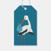 Rustikaler Storch mit Baby-Dusche für Bienen und S Geschenkanhänger (Rückseite)