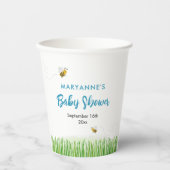 Rustikaler Storch mit Baby-Dusche für Bienen und S Pappbecher (Vorderseite)