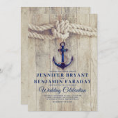 Rustikaler Strand - Hochzeit der Nautischen Marine Einladung (Vorne/Hinten)