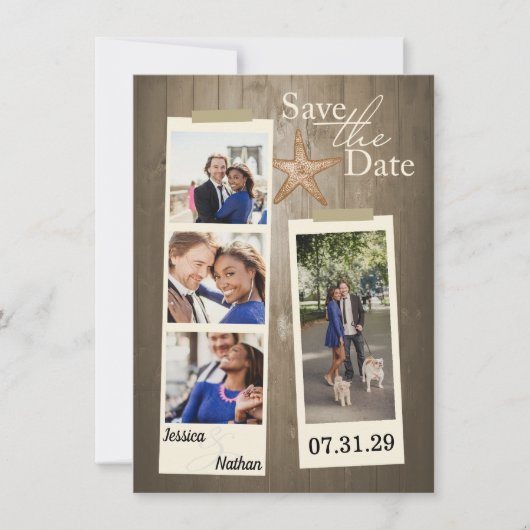 Rustikaler Strand Save The Date (Vorderseite)