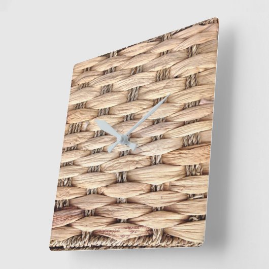 Rustikaler Strand Tropeninsel Weidengeflecht Quadratische Wanduhr (Winkel)