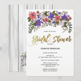 Rustikaler Strand Wood Floral Brautparty Einladung