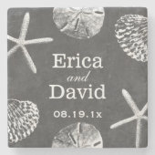 Rustikaler Strandthemenorientierte Steinuntersetzer (Vorderseite)