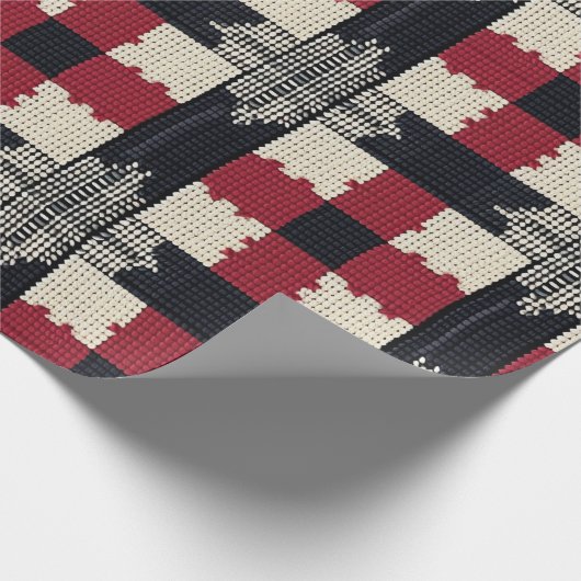 Rustikaler Strick Snowflake Kariert - Gemütlich Wi Geschenkpapier (Ecke)