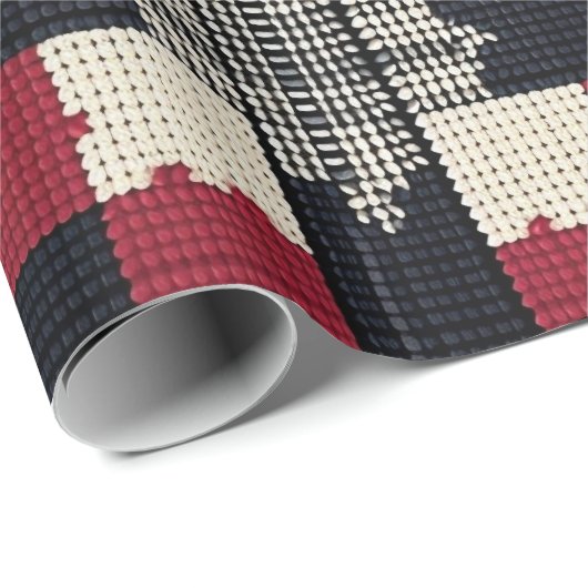 Rustikaler Strick Snowflake Kariert - Gemütlich Wi Geschenkpapier (Rolleneckpunkt)