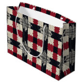 Rustikaler Strick Snowflake Kariert - Gemütlich Wi Große Geschenktüte (Rückseite Schrägansicht)