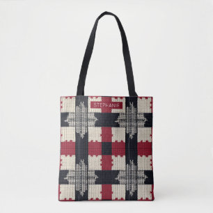 Rustikaler Strick Snowflake Kariert - Gemütlich Wi Tasche