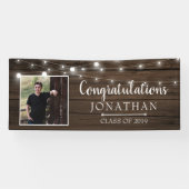 Rustikaler String Lights Barn Wood Abschluss Banner (Horizontal)