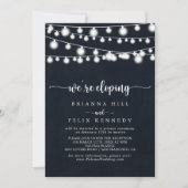 Rustikaler String Lights Elopement Empfang Einladung (Vorderseite)