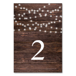 Rustikaler String Lights Hochzeitsempfang Tischnummer