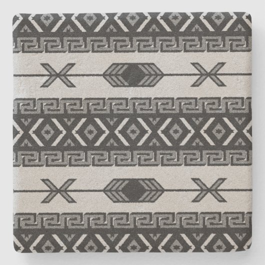 Rustikaler Südwestaztec Pattern Kalkstein Steinuntersetzer (Vorderseite)