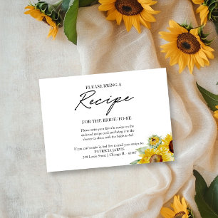 Rustikaler Sunflower Brautparty-Rezeptwunsch Einladung