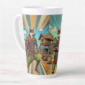 Rustikaler Superdog Latte Tasse: Der Indie-Held Milchtasse (Linke Ecke)