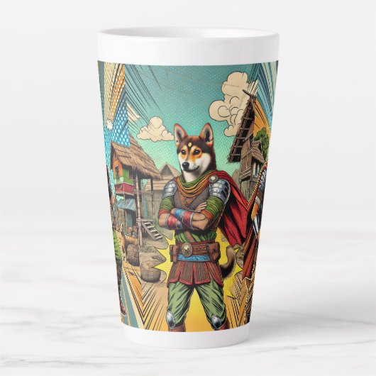 Rustikaler Superdog Latte Tasse: Der Indie-Held Milchtasse (Vorderseite)