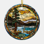 Rustikaler Tahoe California Keramik Ornament (Vorne)