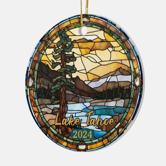 Rustikaler Tahoe California Keramik Ornament (Links)