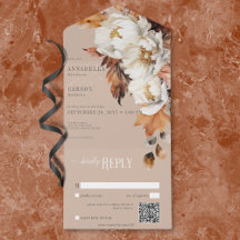 Rustikaler Tan & Cream Fall Floral & Blätter QR Co