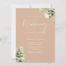 Rustikaler Tan Floral QR Code Hochzeit