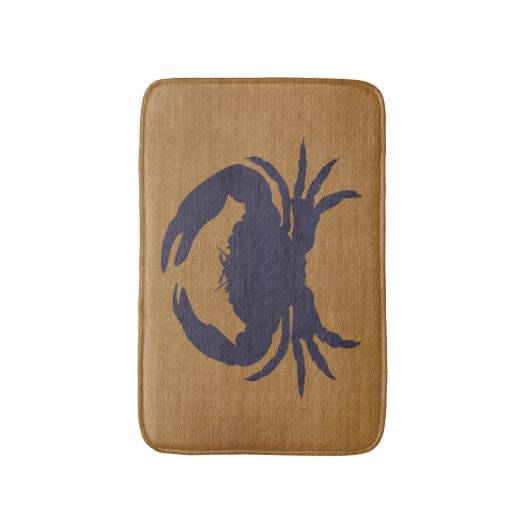 Rustikaler Tan mit dunkelblauer Krabbe Badematte (Vorderseite Vertikal)