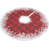 Rustikaler Tartan-karierter Schneeflocke-Baum-Rock Polyester Weihnachtsbaumdecke (Schrägansicht)